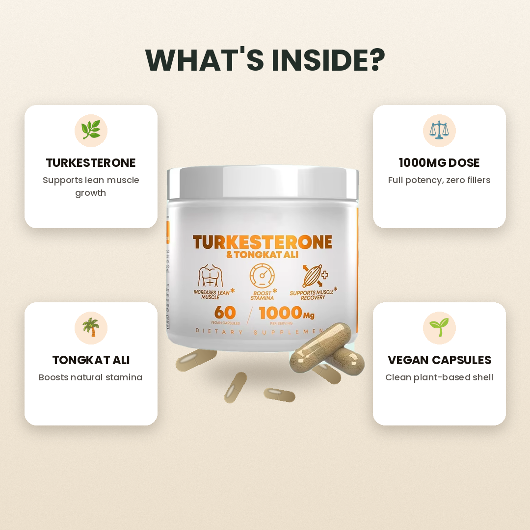 Turkesterone and Tongkat Ali Capsules Lean Muscle and Muscle Recovery Supplement