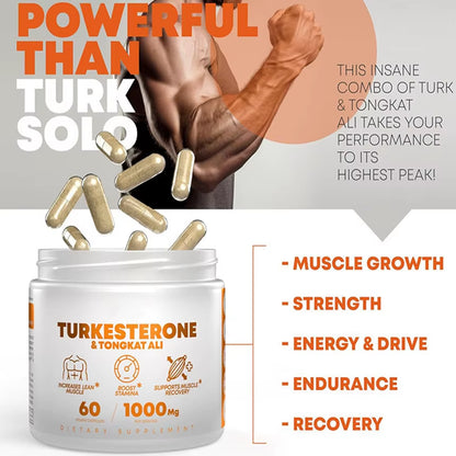 Hot Selling Turkesterone and Tongkat Ali Capsules Supplement Increase Lean Muscle and Support Muscle Recovery