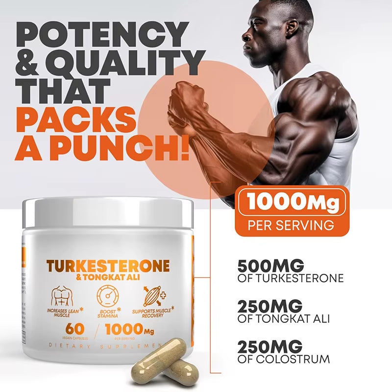 Hot Selling Turkesterone and Tongkat Ali Capsules Supplement Increase Lean Muscle and Support Muscle Recovery