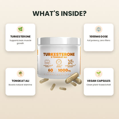 Turkesterone and Tongkat Ali Capsules Lean Muscle and Muscle Recovery Supplement